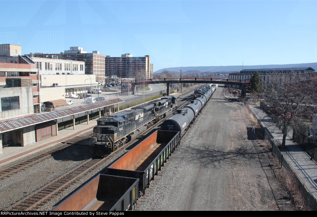 NS 7242 in a helper set heading into Altoona yard